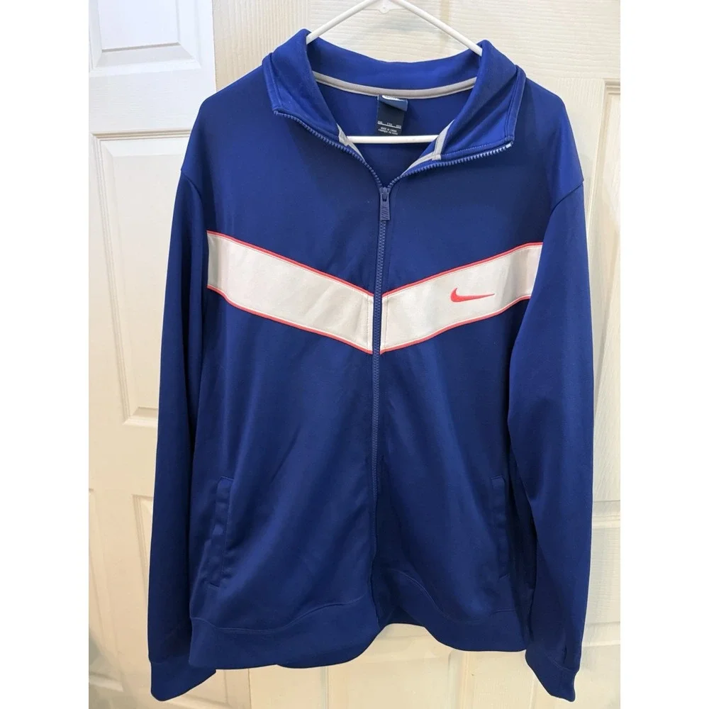 Nike Track Jacket Mens‎ Blue Striker Retro Mock Full Zip Neon Athletic XXL